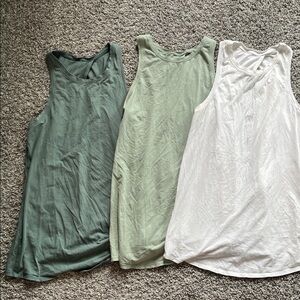 lululemon athletica Green and White Tank Tops